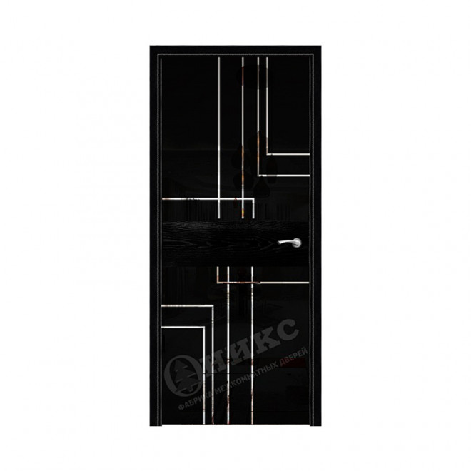 Дверь межкомнатная Оникс Соло 2 (Черная эмаль с серебряной патиной)